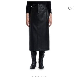 7 For All Mankind Black Midi Faux Leather Skirt